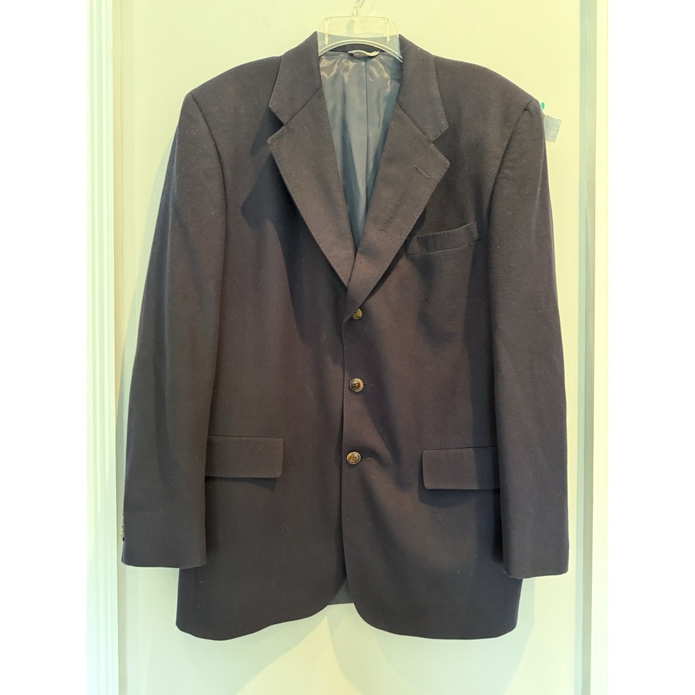 VTG VITALE BARBERIS MEN 42  JACKET BLAZER Navy Virgin Wool Cashmere Italy